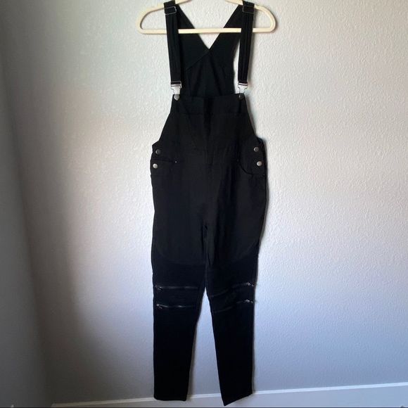 Vella Jean Black Denim Skinny Overalls Sz 1X - Picture 2 of 8